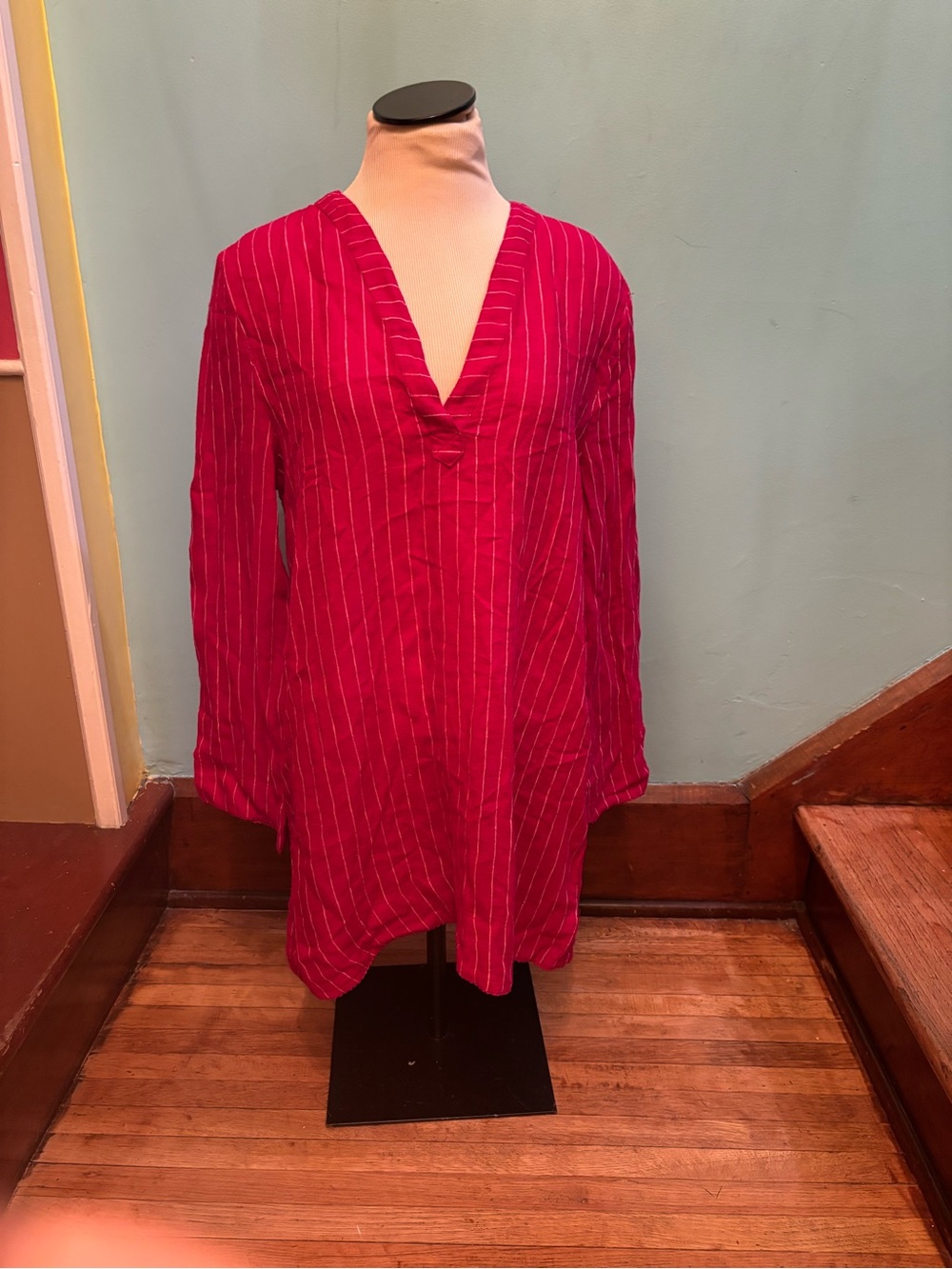 Andie Fuchsia Pinstripe V-Neck Tunic